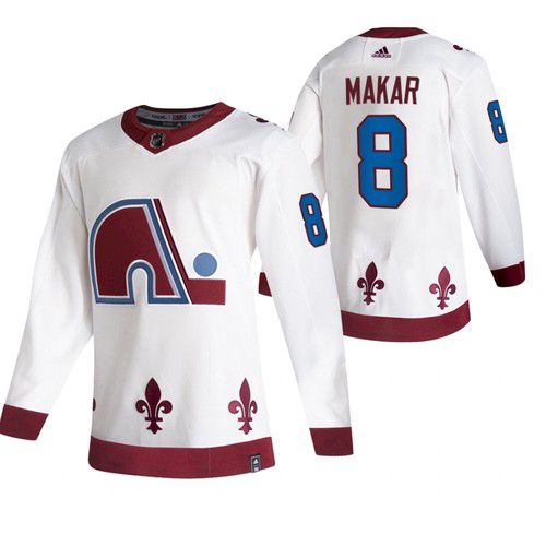 Men Colorado Avalanche #8 Makar White NHL 2021 Reverse Retro jersey